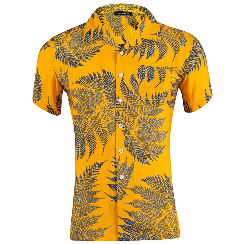 (image for) Mens Beach Shirts Hawaiian Holiday Short Sleeve Breathable Baggy Fancy Outdoor Camping Hiking Beach