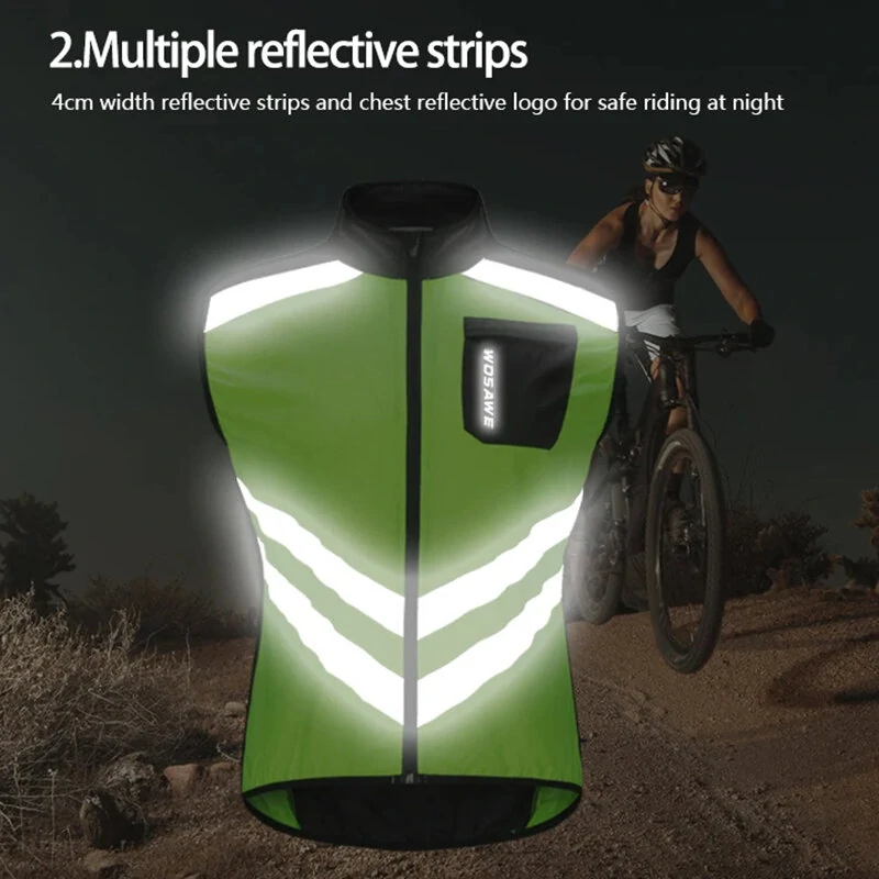 (image for) WOSAWE Cycling Vest Reflective Safety Vest Breathable Waterproof Bicycle Sportswear Outdoor Running Jersey