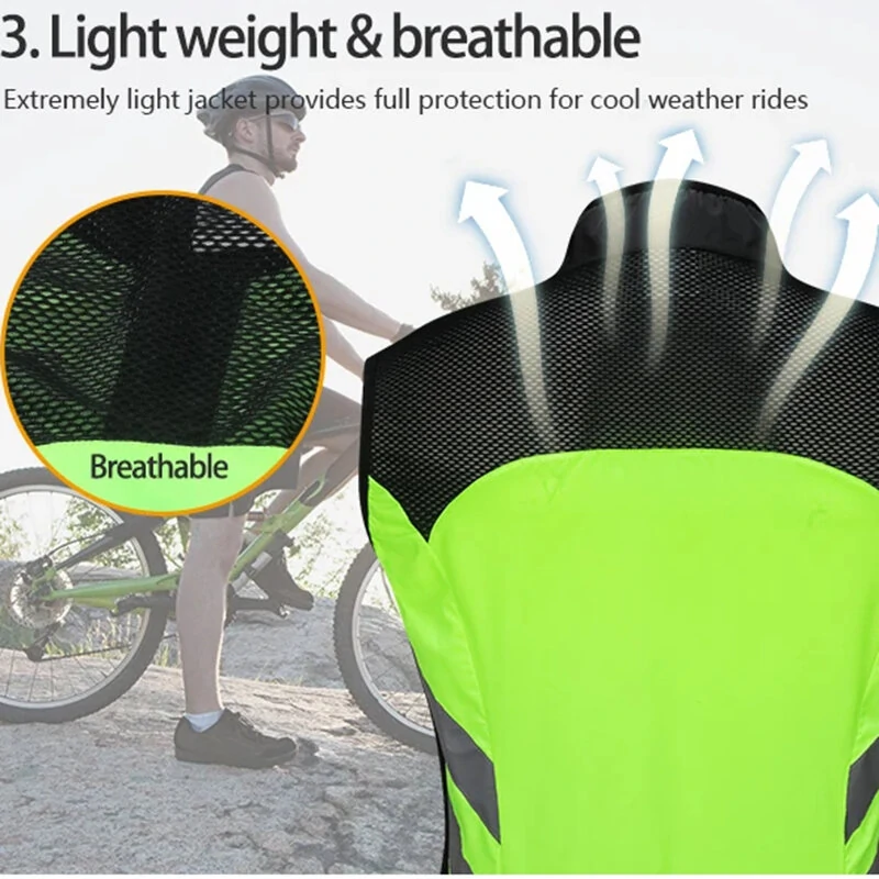 (image for) WOSAWE Cycling Vest Reflective Safety Vest Breathable Waterproof Bicycle Sportswear Outdoor Running Jersey